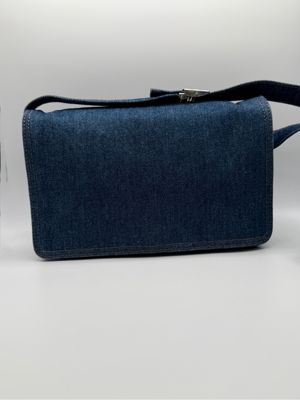 Vintage Saks Fifth Ave Brand denim shoulder bag contrast stitching made in Italy